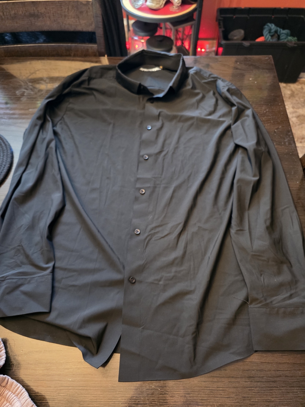 Men's Black Dress Shirt Silky - Classic Button-Down